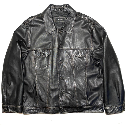 Milestone Finest lambskin leather black trucker style jacket size XXL 56 ITA, mint condition