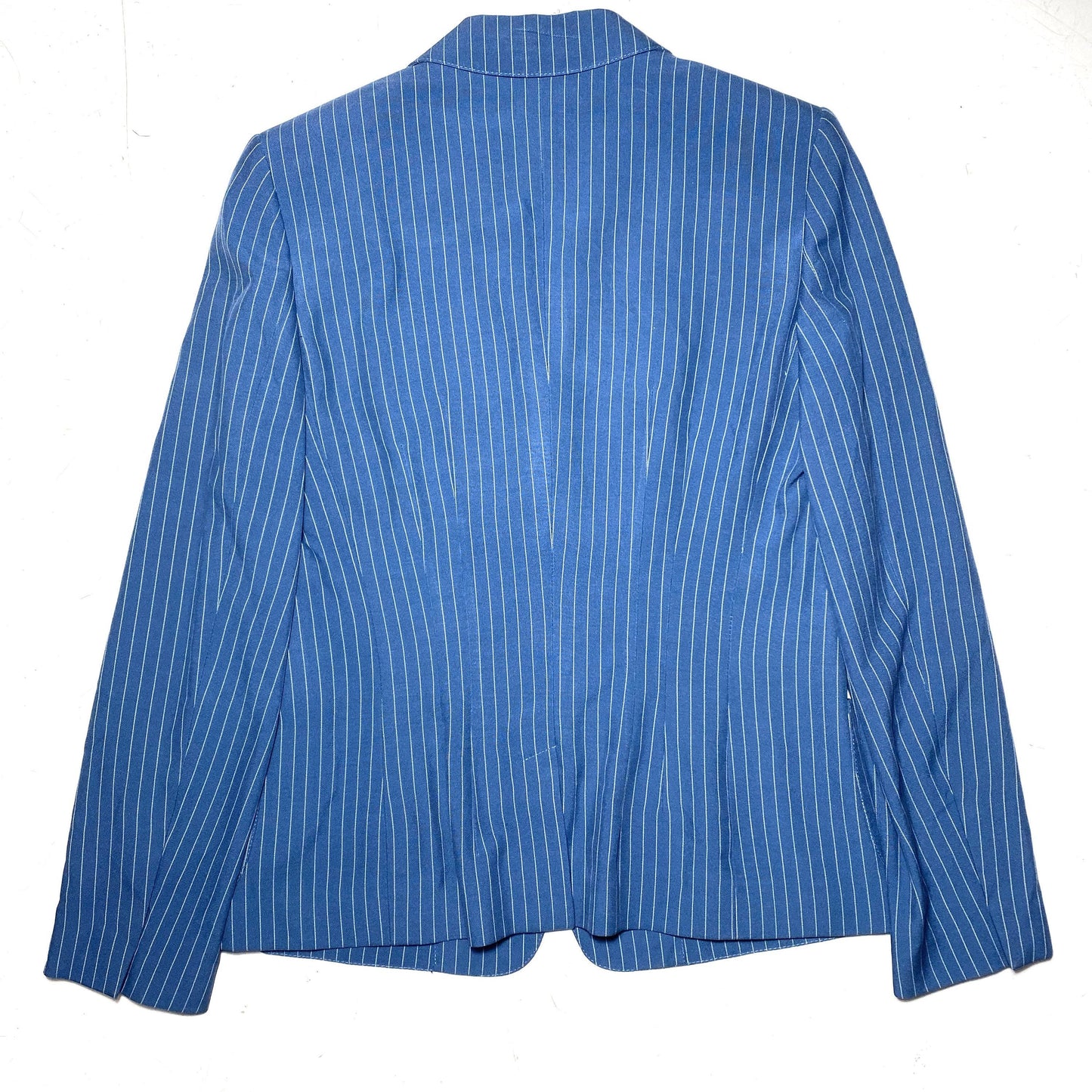 Guidotti Luxury tailors royal blue pinstripe ladies blazer jacket with pure silk lining, NOS 80s Italy