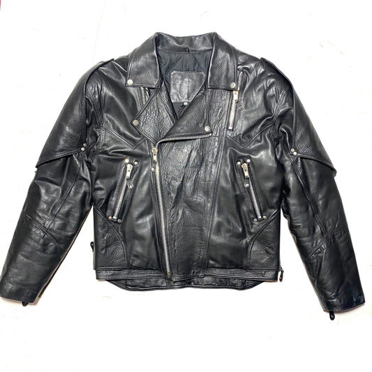 One of a kind Fetish black leather biker jacket full of zippers and incredibly detailed, 1980s Italy, mint