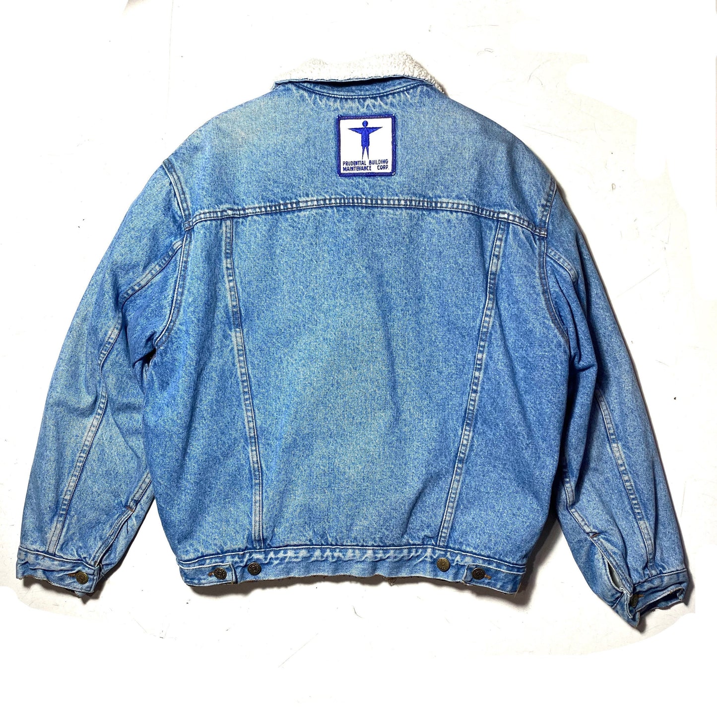 Mexicanino by Avirex blue denim Sherpa faux fur trucker jacket, 1980s great condition sz M