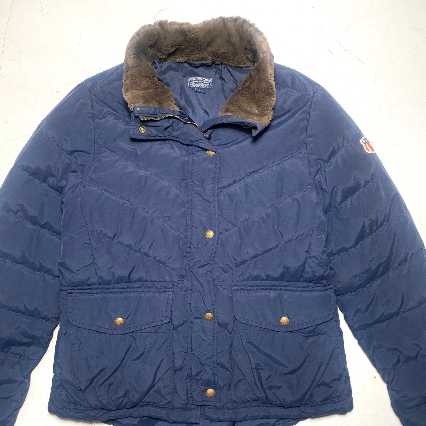 Ralph Lauren navy ladies down goose puffer jacket size L, perfect condition