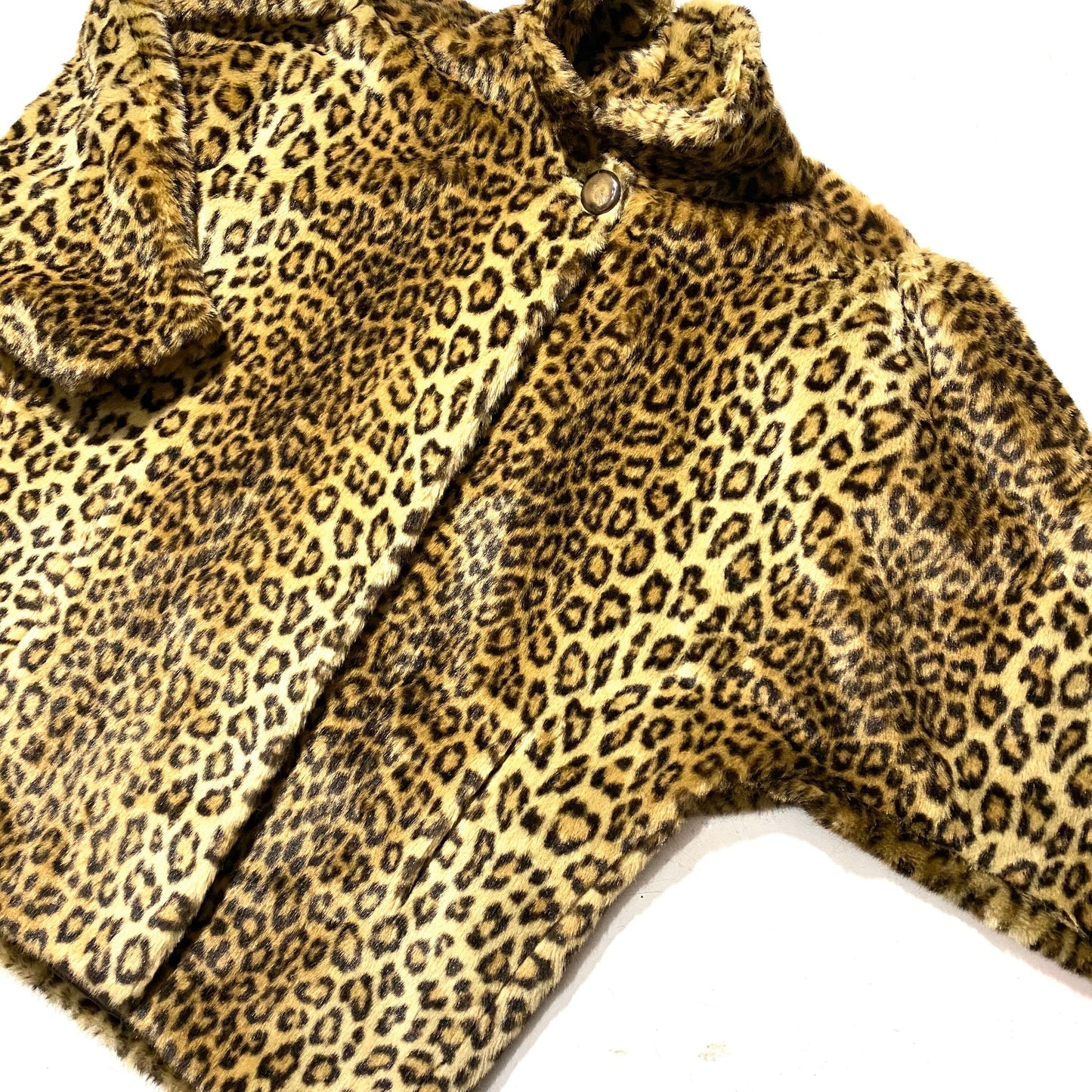 Rocking cut cheetah animalier faux fur made in France in the 80s, bat sleeves, UK10 DE 38, great condition