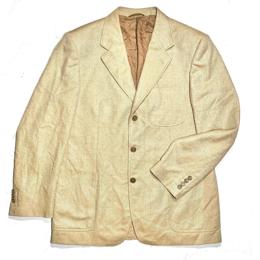 GinaLebole precious silk/wool blend beige blazer jacket, deconstructed pattern, mint condition.