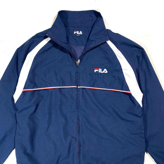 Fila 1990s flagship colors navy tracktop jacket made in Italy sz LB (ladies S/M)