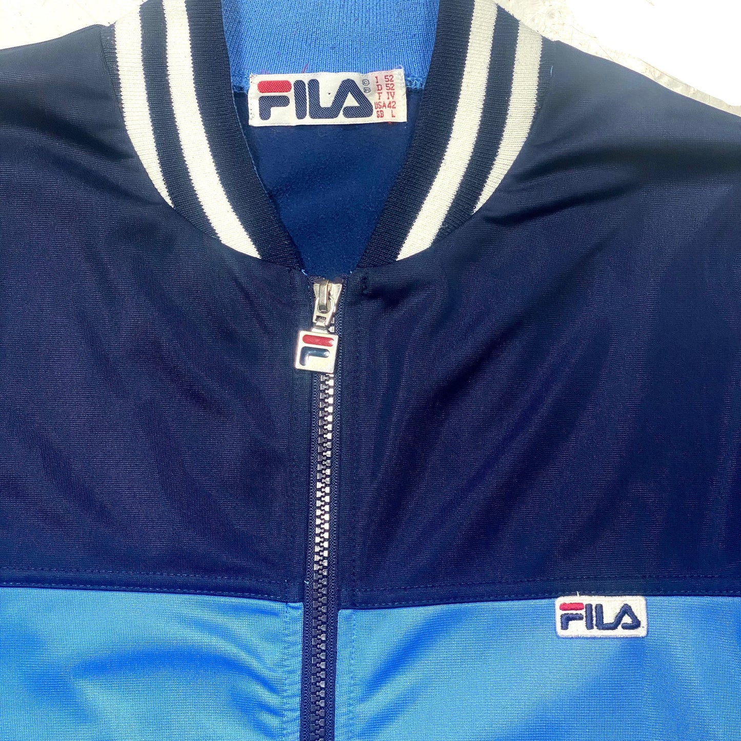 Fila slim fit blue tones tracktop jacket, Italy 80s Mint