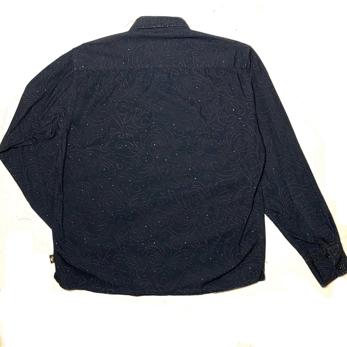 Fire&Ice black tone on tone relief dots abstract allover print, research item, 90s mint condition sz L but fits less