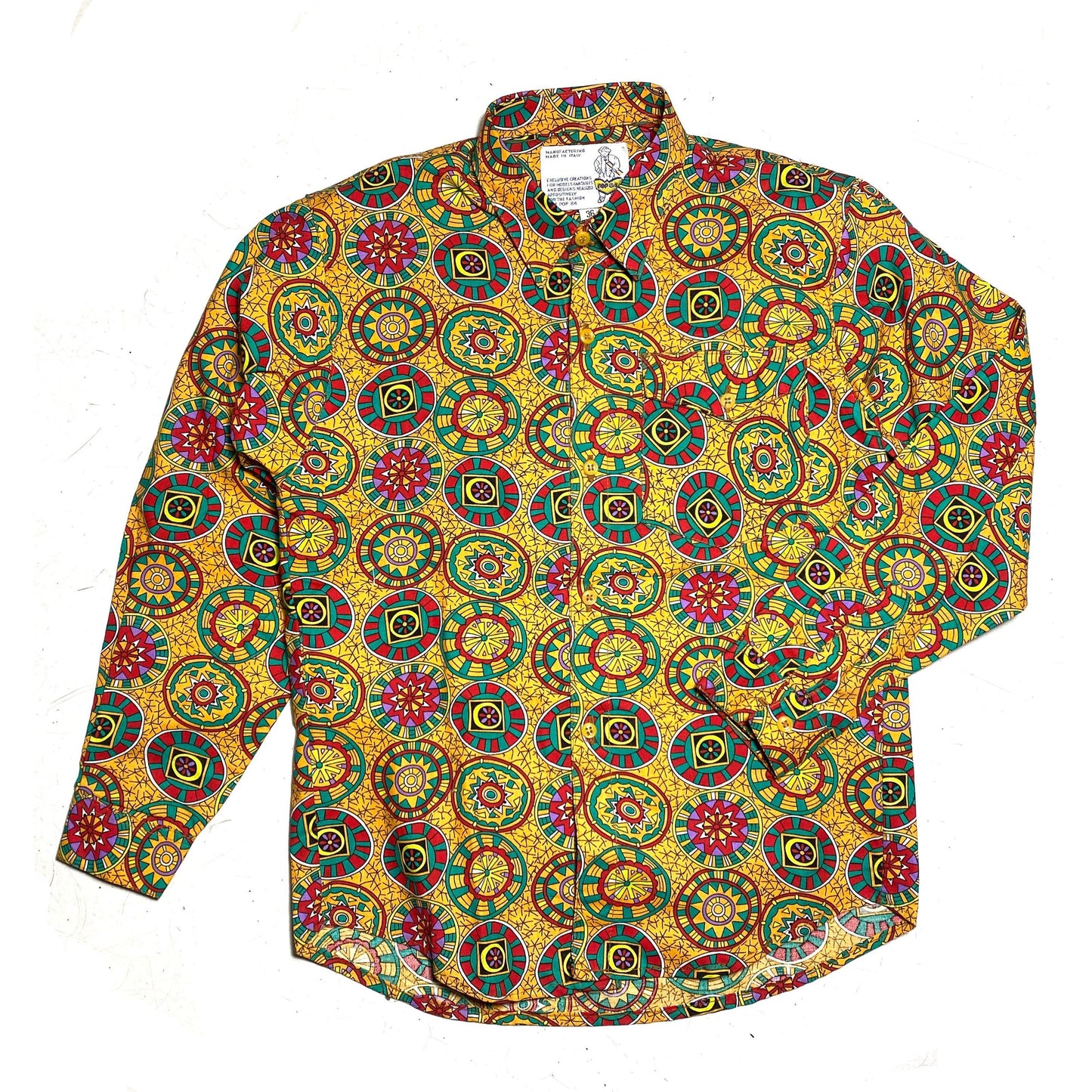 PoP84 colorful abstract / psychedelic print kids cotton shirt, new old stock 80s Italy, mint