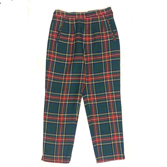 SM classic green/red tartan pure new wool ladies trousers size IT46  US 12/14 l, mint