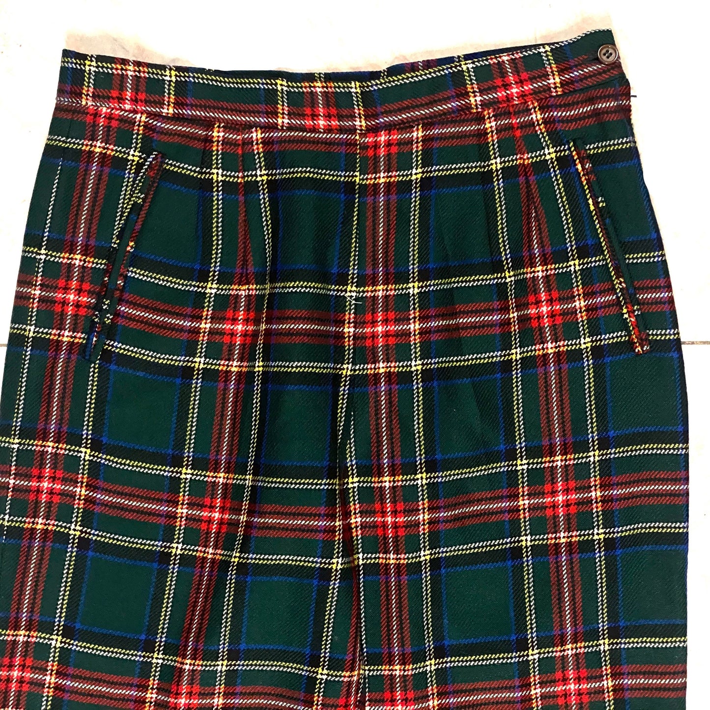 SM classic green/red tartan pure new wool ladies trousers size IT46  US 12/14 l, mint