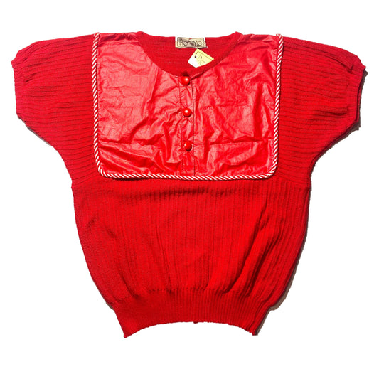 Profumo 1970s cute short sleeved knit cotton top made in Italy, very grease / pin up, new with tags