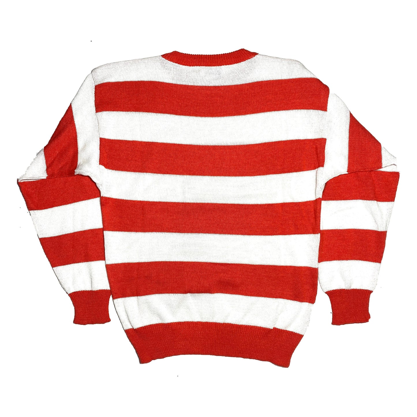 Vallina red/white horizontal striped cotton pullover, classic mariner vibe crewneck sweater,  Italy 80s mint