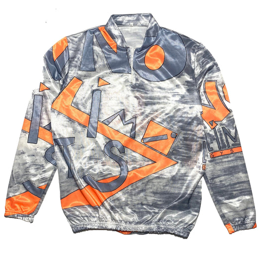 No Limits 90s silver / orange flashy satin cycling jersey, mint condition XXL