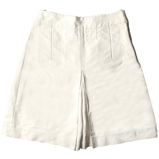Gucci Tom Ford era white cotton/elasthane pant-skirt with geometricals embroidery, sz 44 mint condition