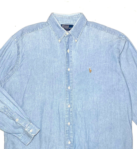 Polo Ralph Lauren Blake light blue denim oxford pinpoint shirt size L, great condition