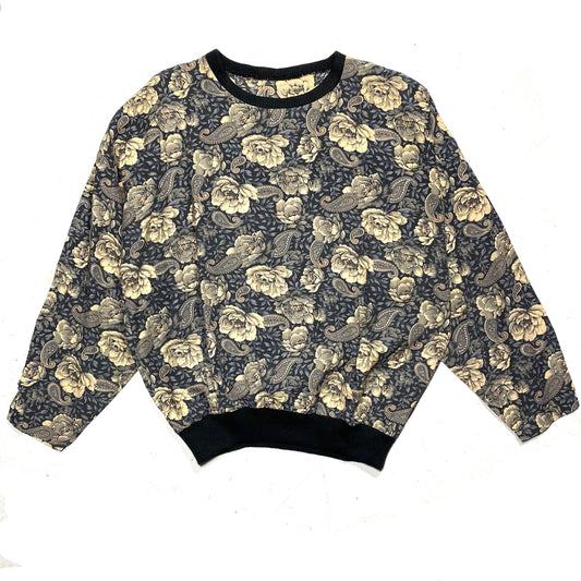 Cute handmade shirt fabric floral/paisley allover ladies crewneck sweatshirt, great condition