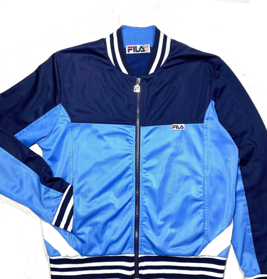 Fila slim fit blue tones tracktop jacket, Italy 80s Mint