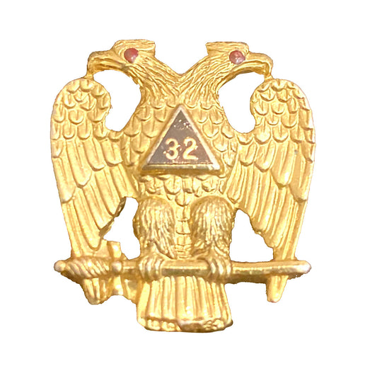 Golden Two Headed Eagle 32* Scottish rite Masonic bolo tie jewel