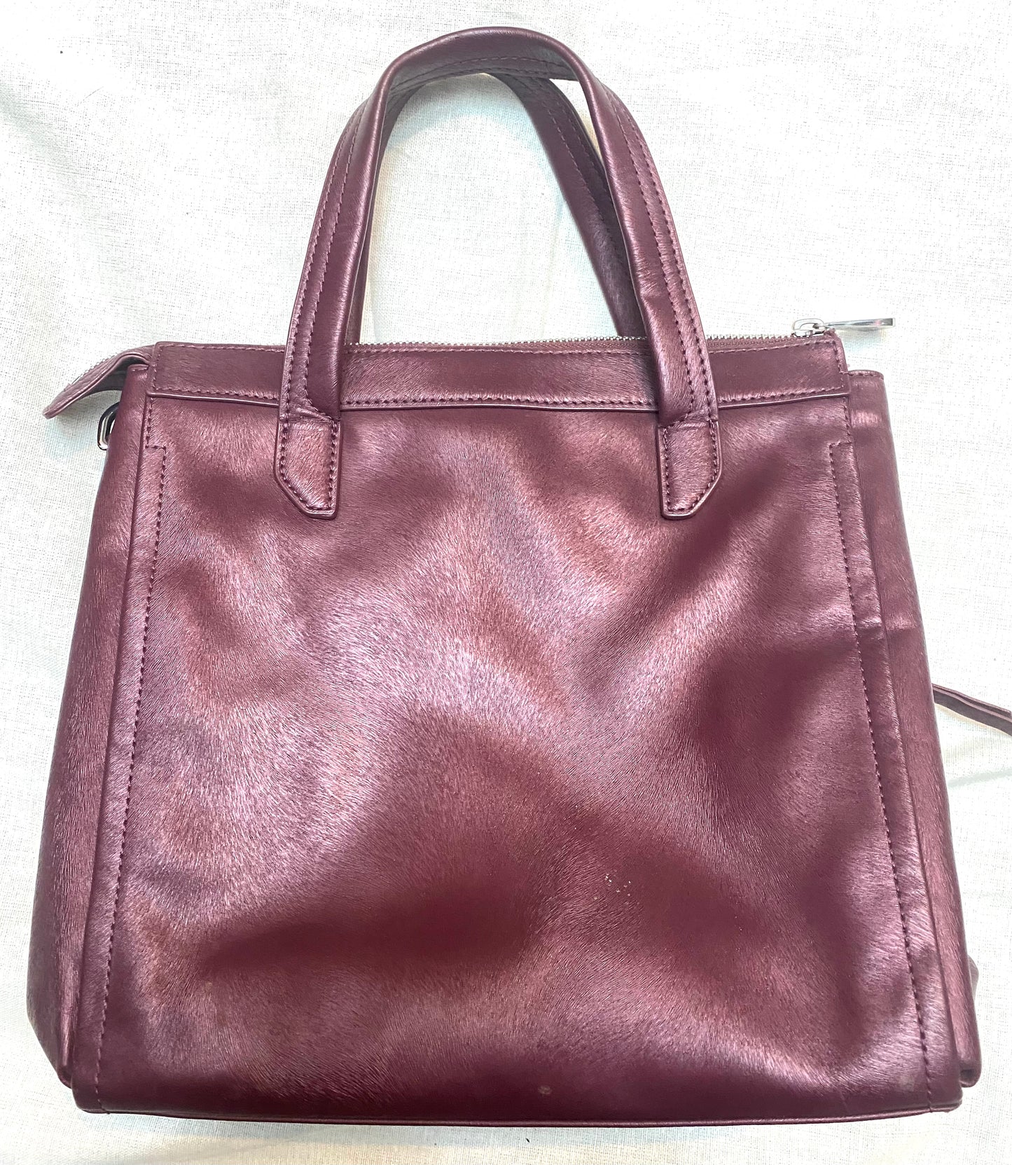 Armani Jeans burgundy vegan leather-fur bag, as new