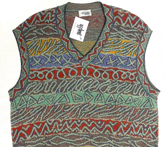 Missoni Sport NOS abstract multicolor v-neck vest, mint