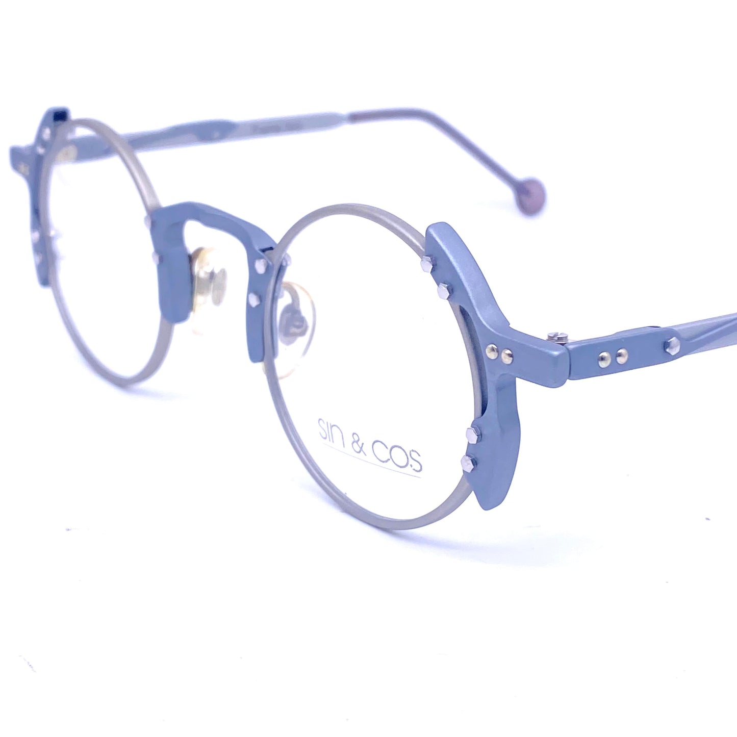 Sin&Cos  gray metal round steampunk frames made in Italy