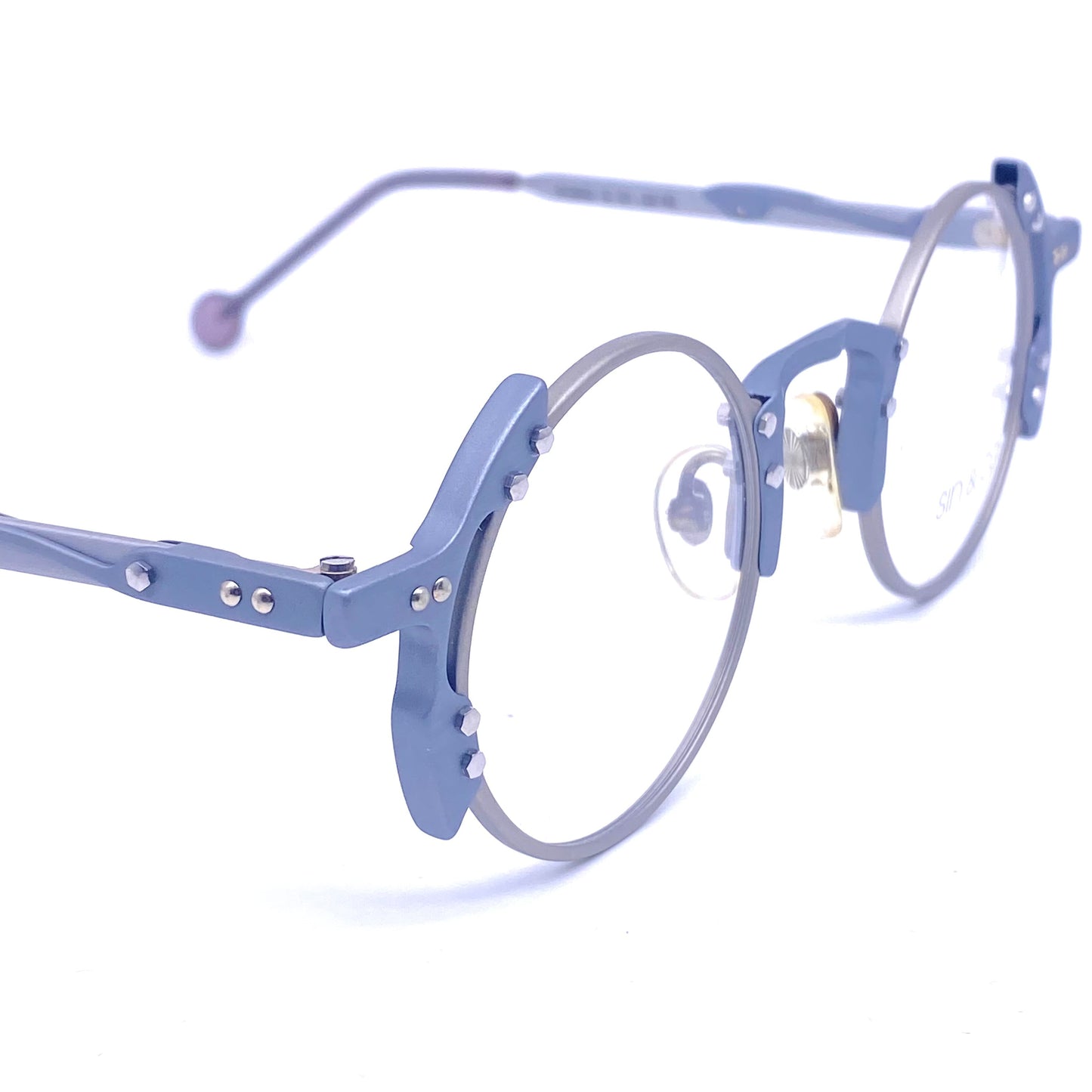 Sin&Cos  gray metal round steampunk frames made in Italy