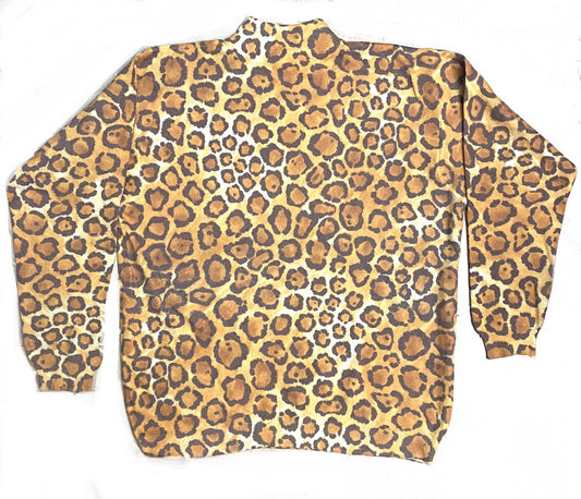Lambswool cute leopard allover turtleneck pull, 80s Italy, Mint