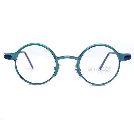 Sin&Cos green metal round avant garde glasses frames made in Italy