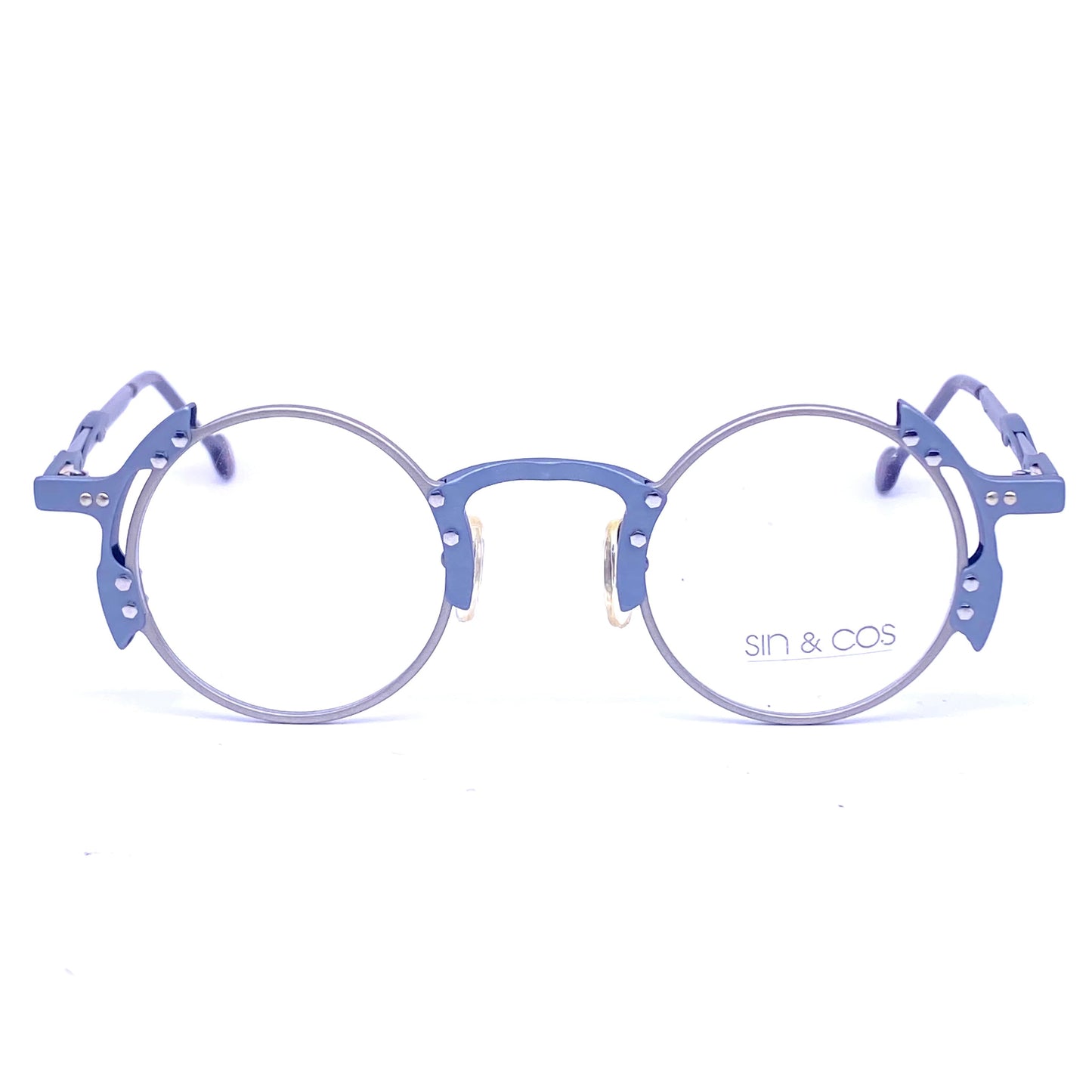 Sin&Cos  gray metal round steampunk frames made in Italy