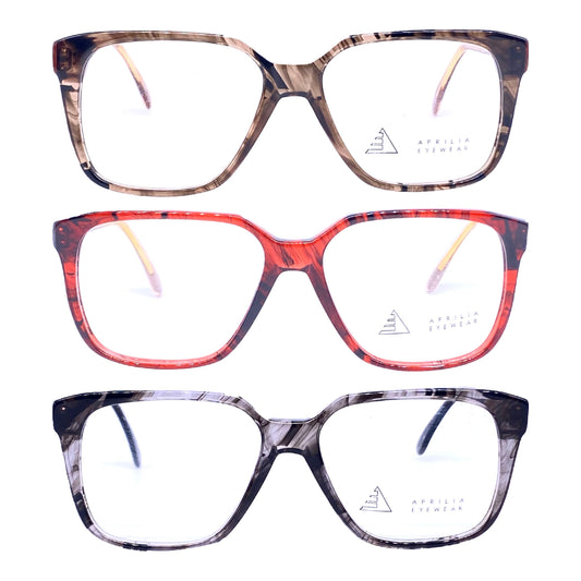 Aprilia thick square geeky eyeglasses hand made in Italy, 3 colorways