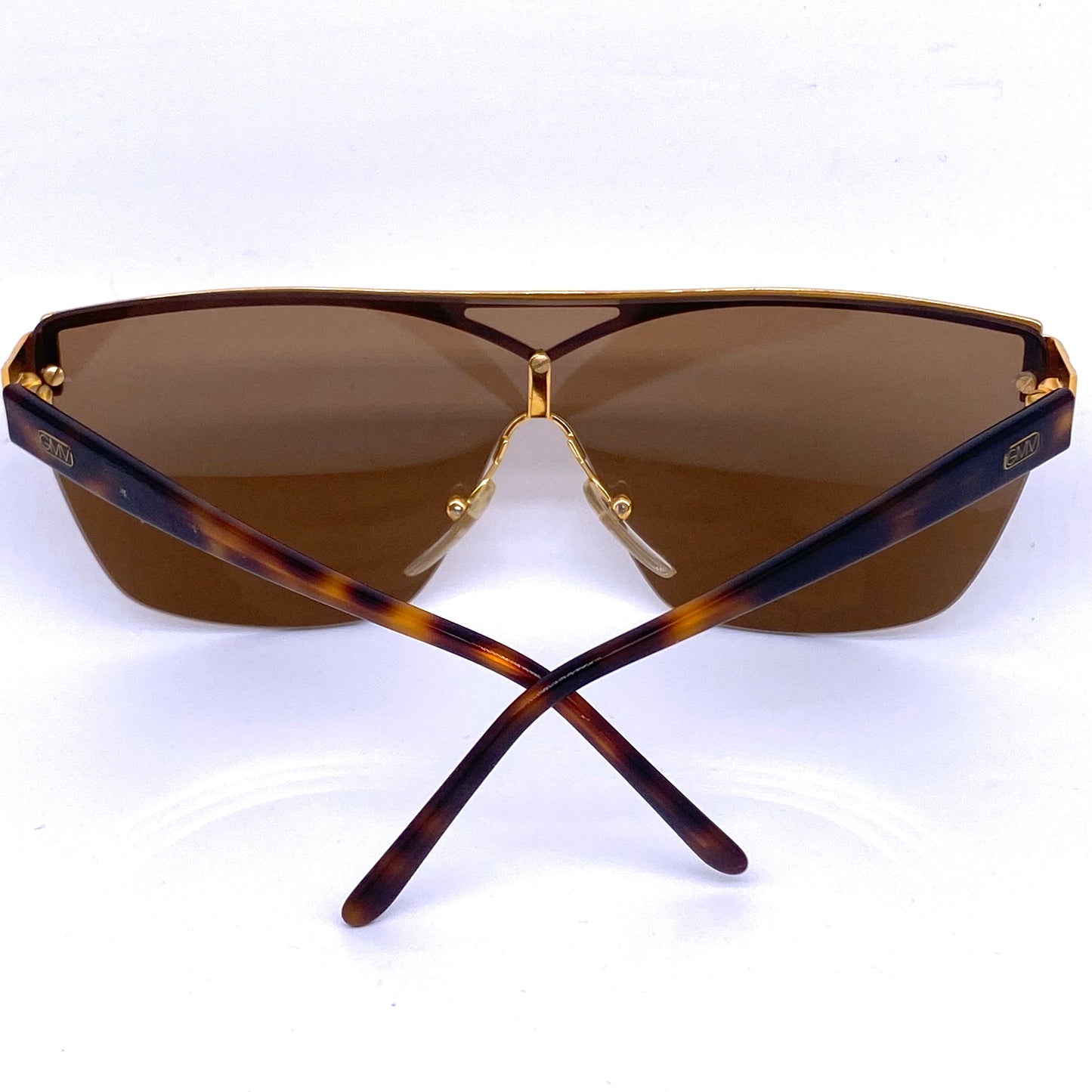 Gian Marco Venturi golden shield - mask sunglasses with tortoise temples