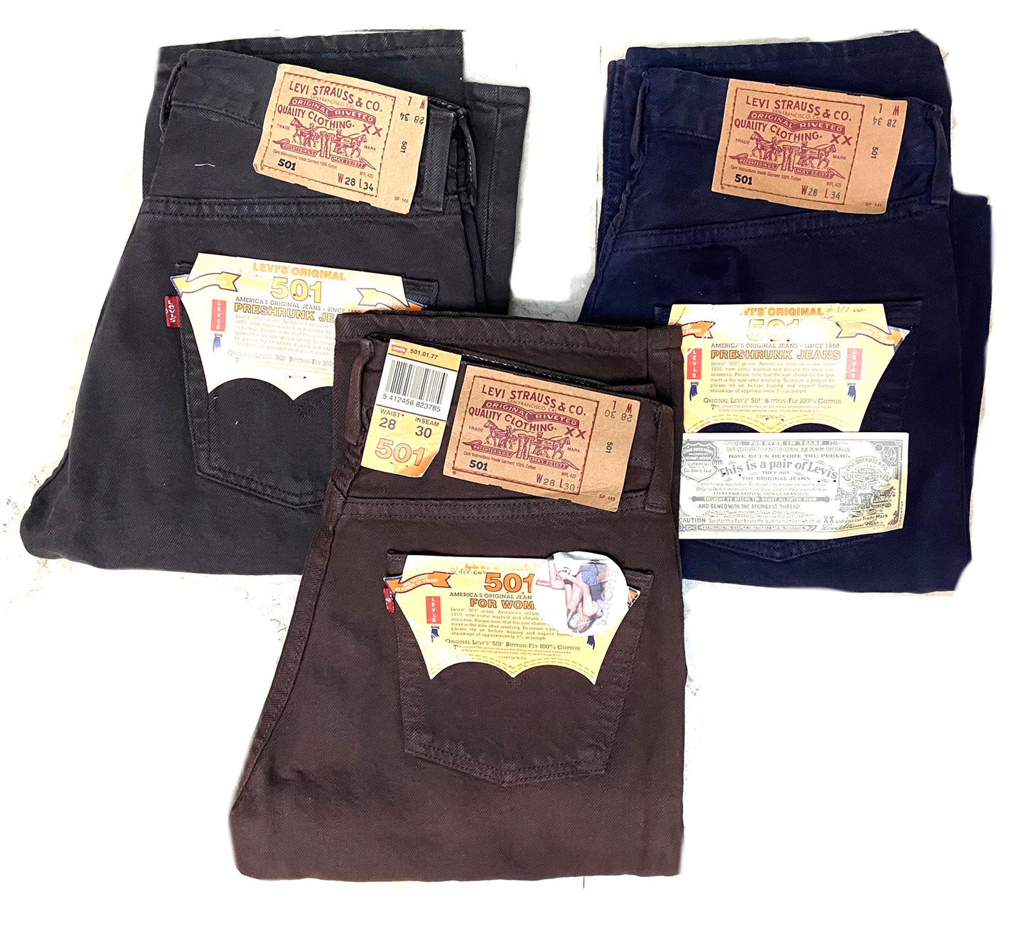 Levi’s 501 American straight jeans W28 coming in 3 colorways, BNTW 90s