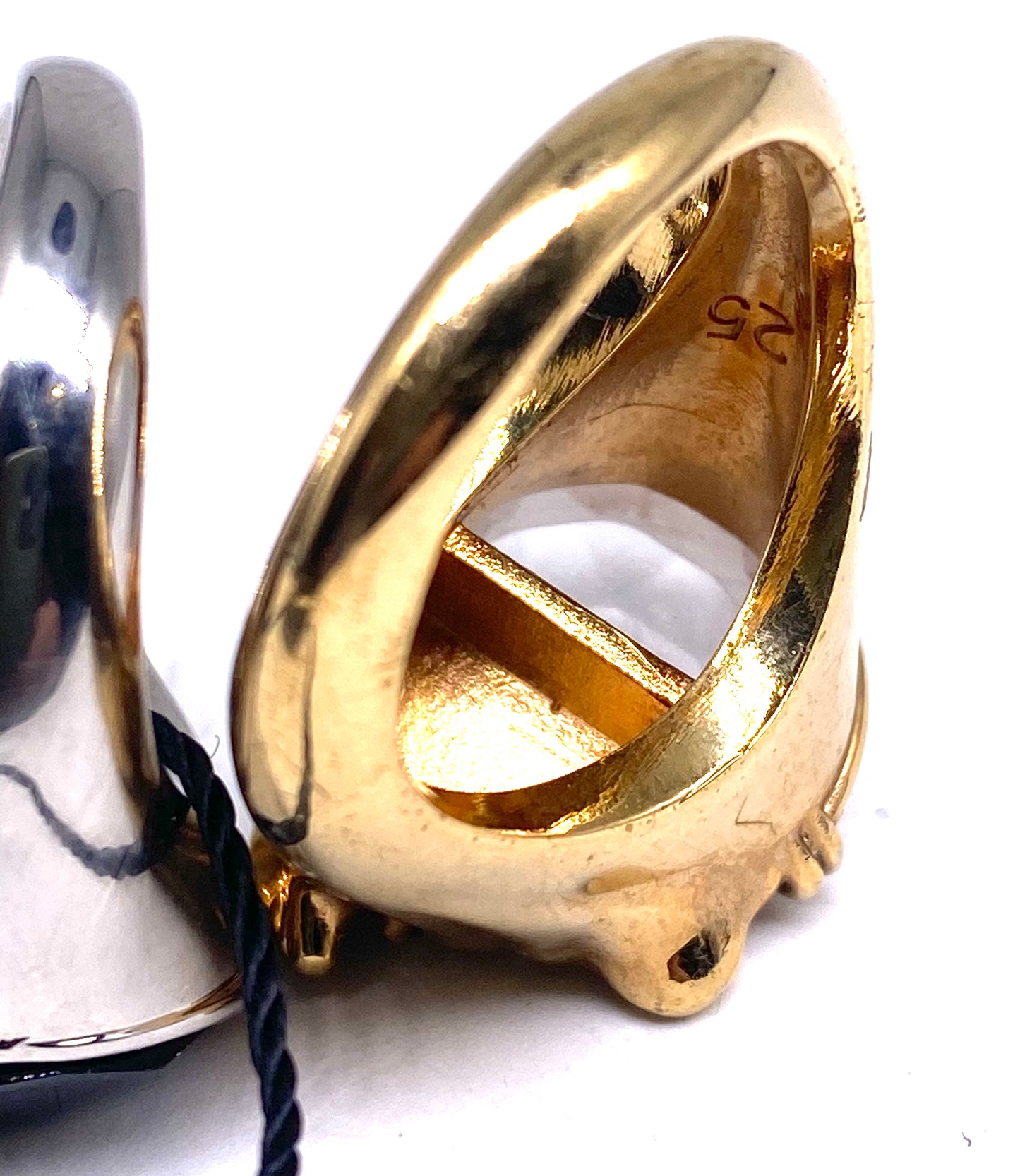 Versace Palazzo split golden medusa head / white crystal ring, BNWT sz 25