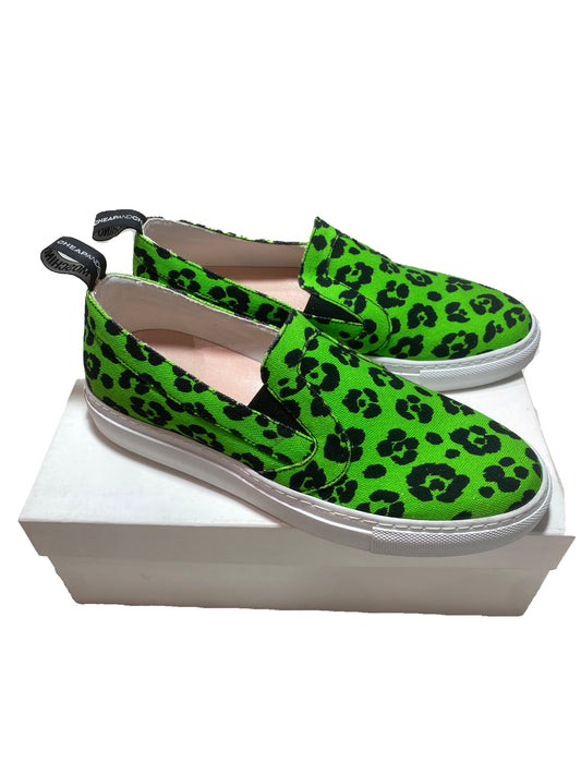 Moschino slip on acid green cheetah sneakers, brand new and unworn sz 37,5