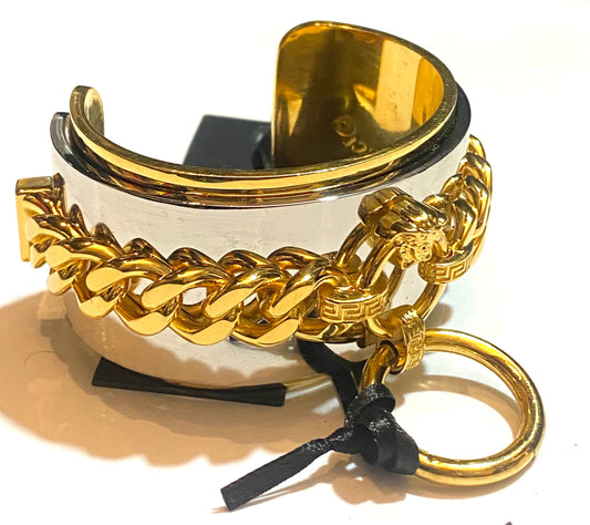 Gianni Versace Tribute gold/ palladium bondage inspired bangle bracelet, new