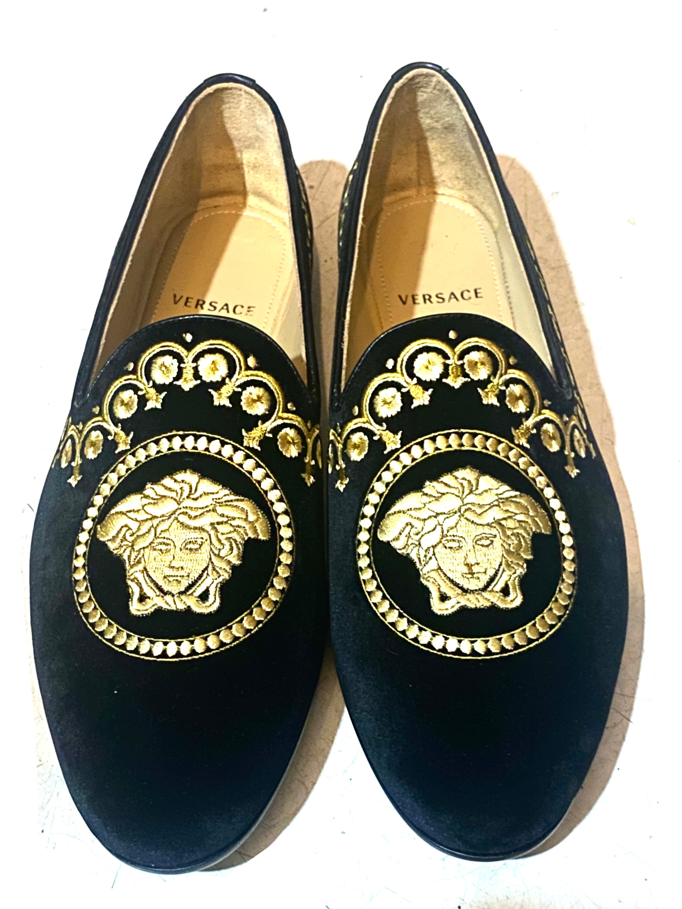 Versace black velvet 2025 medusa sneakers