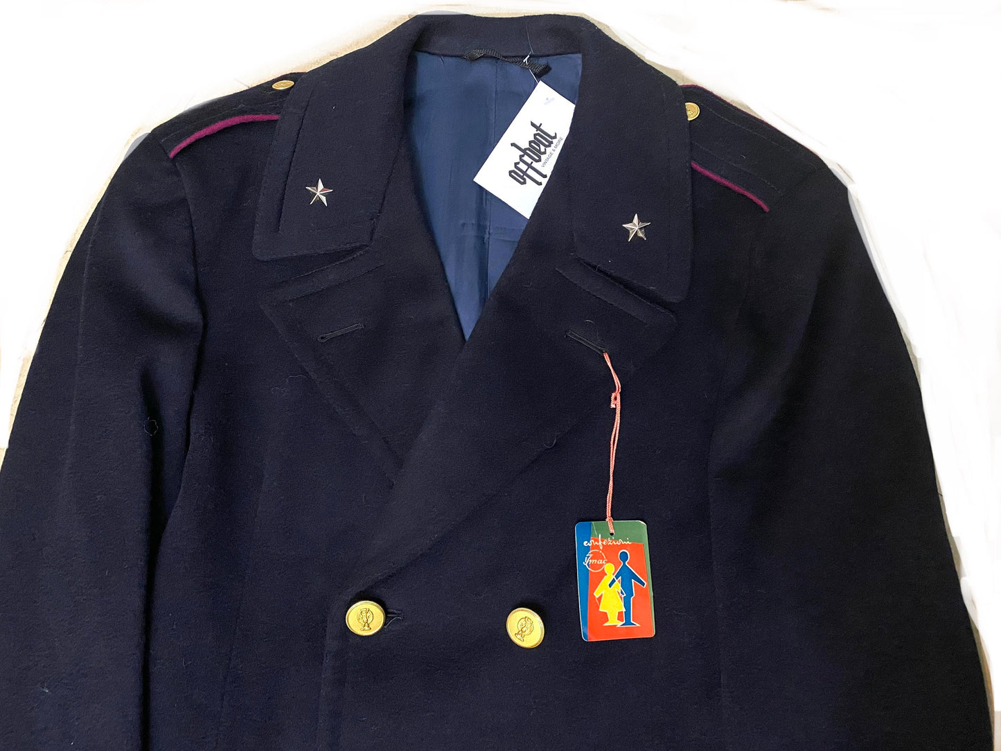 Imac BNWT Italian aviator navy wooldouble breast coat, mint w/tags