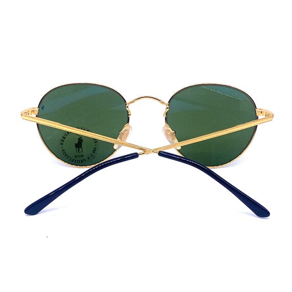 Polo Ralph Lauren NOS 80s round gold plated sunglasses w crystal tempered lenses