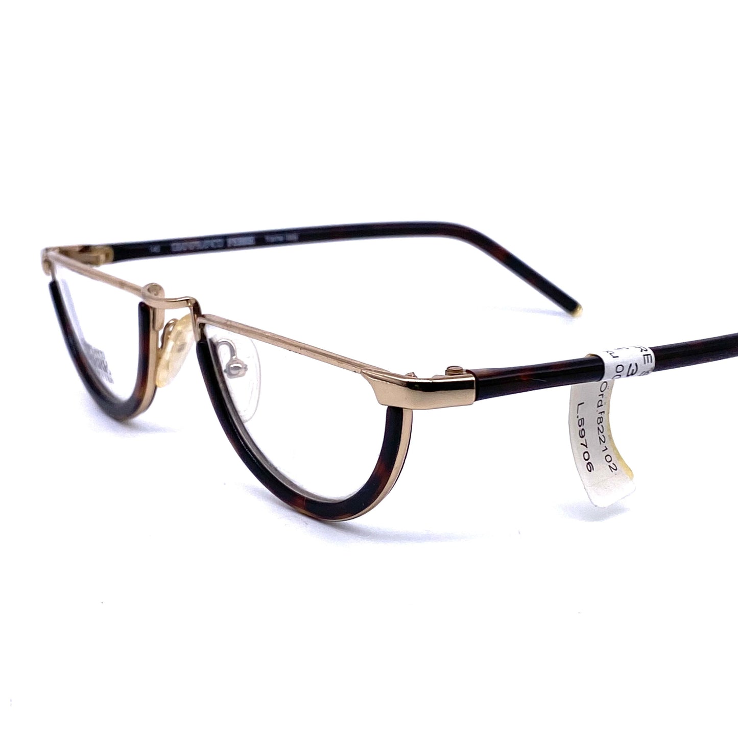 Gianfranco Ferré GFF 66 Demi lune minimalist tortoise gold reading glasses hand made in Italy, NOS 90s