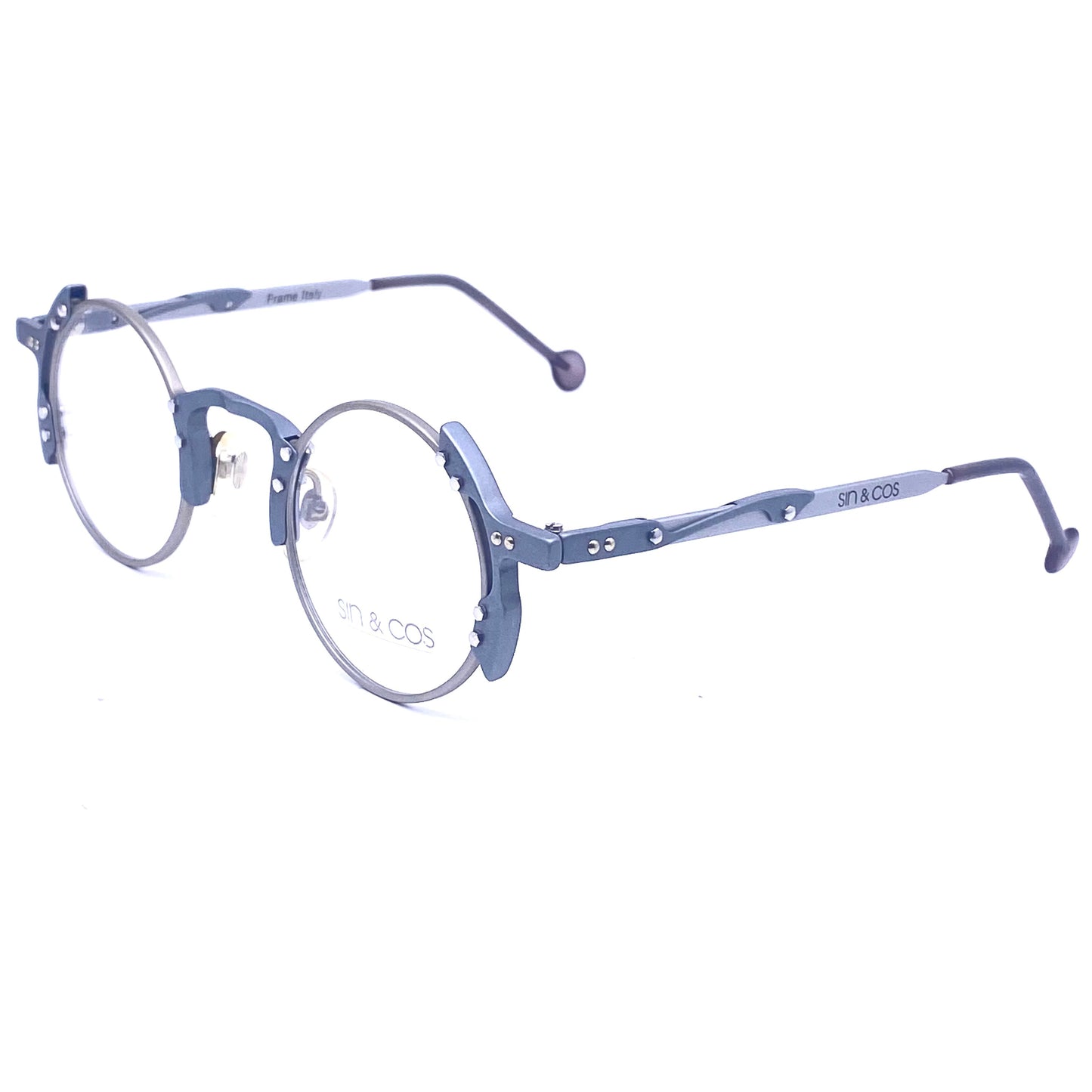 Sin&Cos  gray metal round steampunk frames made in Italy