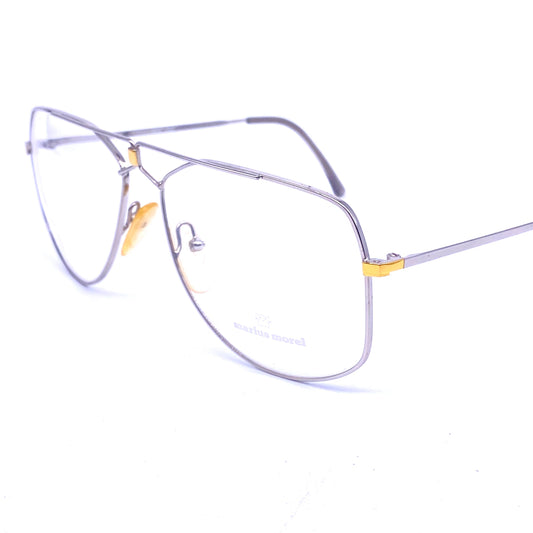 Marius Morel avant-garde silver aviator with golden details, NOS 80s Mint