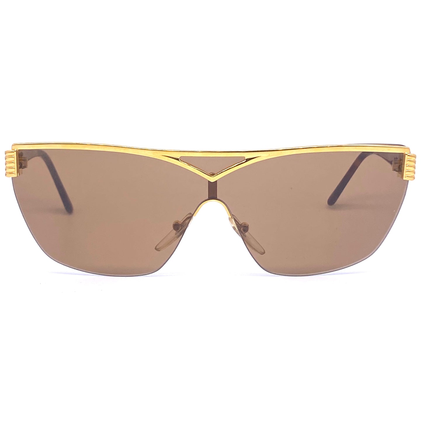 Gian Marco Venturi golden shield - mask sunglasses with tortoise temples