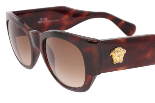 Gianni Versace 413 square tortoise sunglasses with golden medusa details, NOS 90s