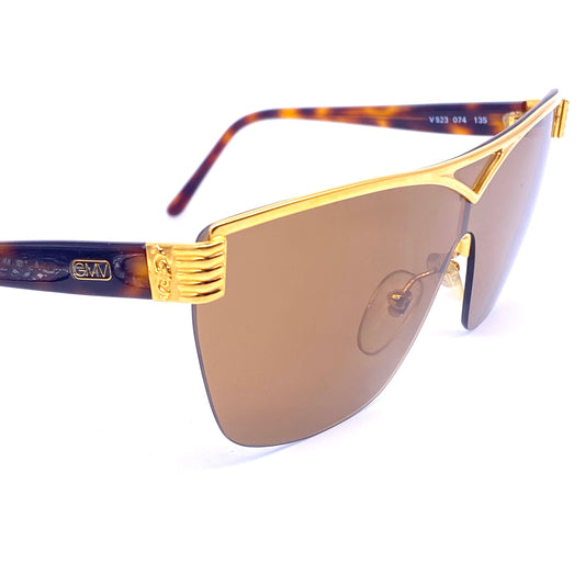 Gian Marco Venturi golden shield - mask sunglasses with tortoise temples