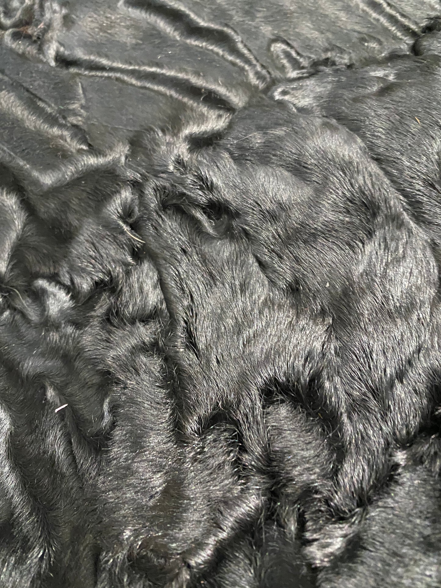 Luxurious Swakara black real fur coat, 80s Italy mint condition