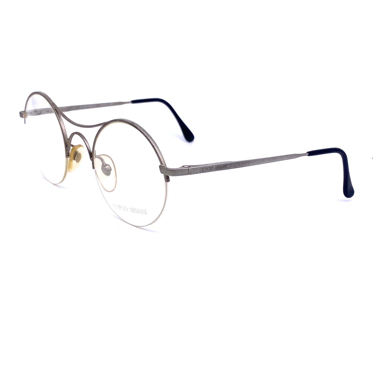 Giorgio Armani 121 iconic round glasses, beautiful minimalist restyle of antique x bridge spectacles