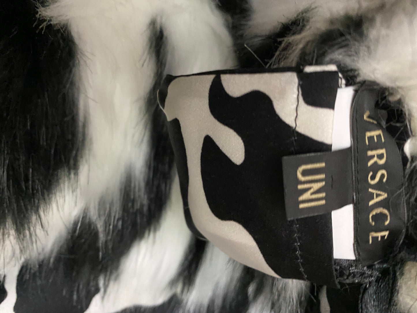 Versace faux fur & pure silk B/W animalier scarf , BNWT