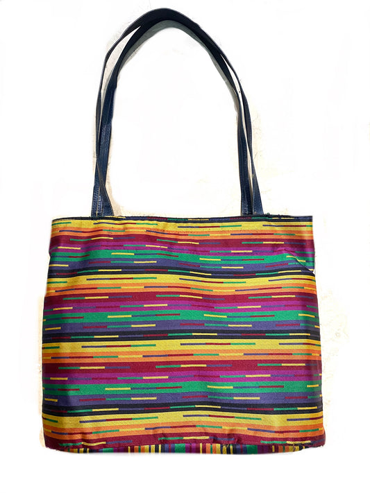 Missoni iconic multicolor striped canvas bag w detachable pouch, mint