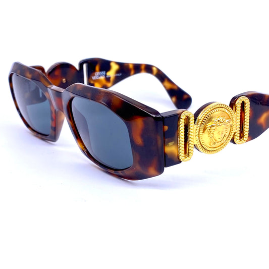 Gianni Versace 414-A the original Biggie sunglasses, tortoise gold, NOS 90s