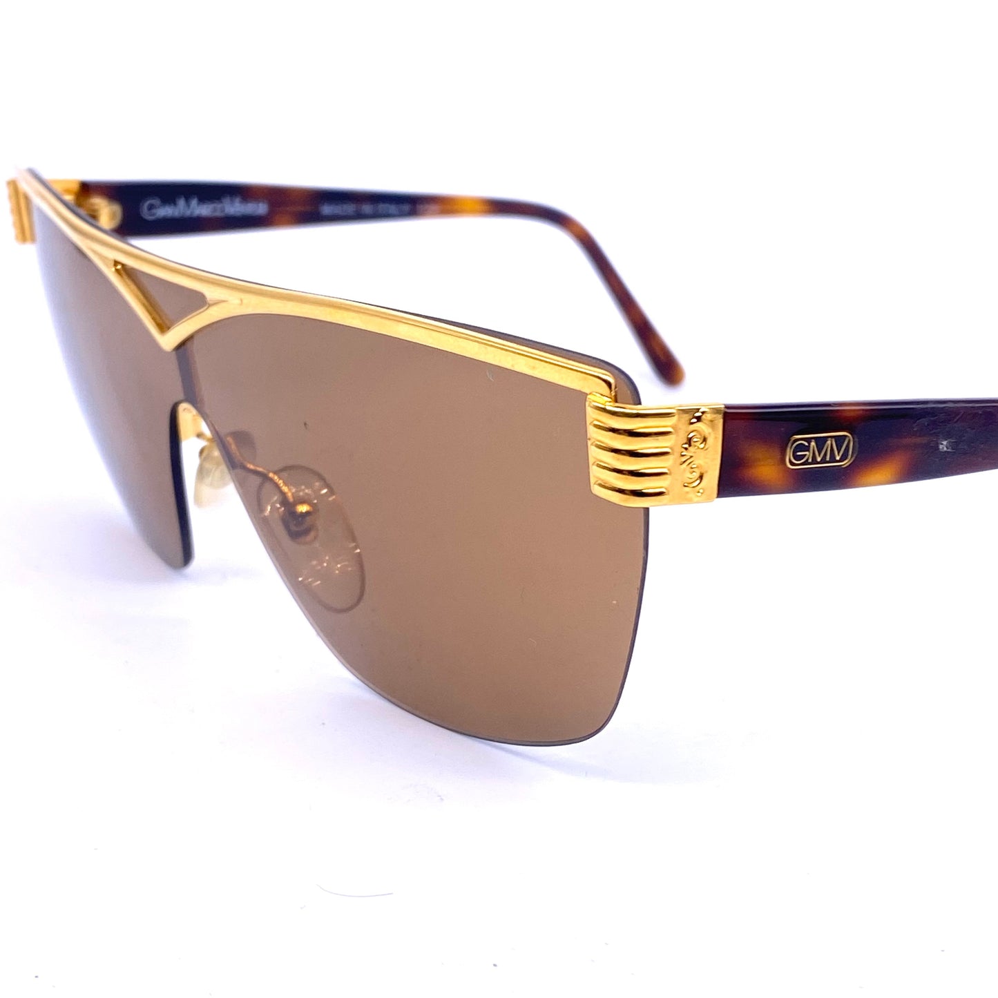 Gian Marco Venturi golden shield - mask sunglasses with tortoise temples