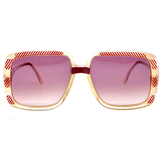 Giorgio Armani 70s rare square oversized sunglasses with carved stripes texture, rare early model